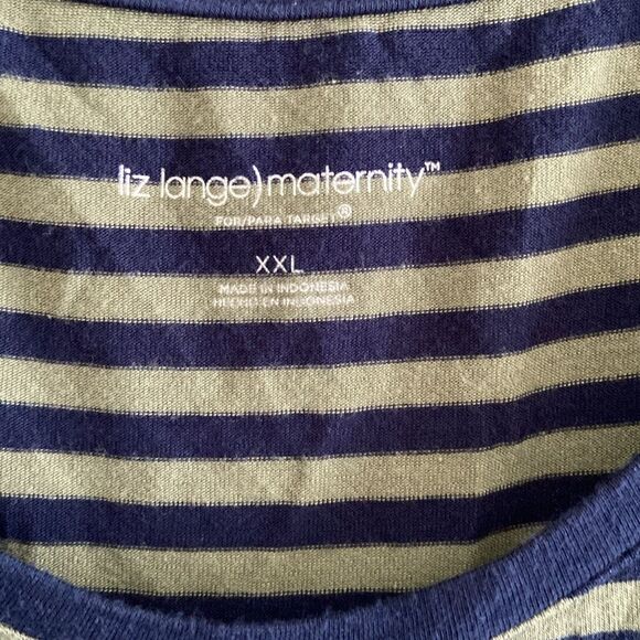 Liz Lange Maternity for Target Green Navy Striped Casual Neutral Dress - Picture 4 of 7